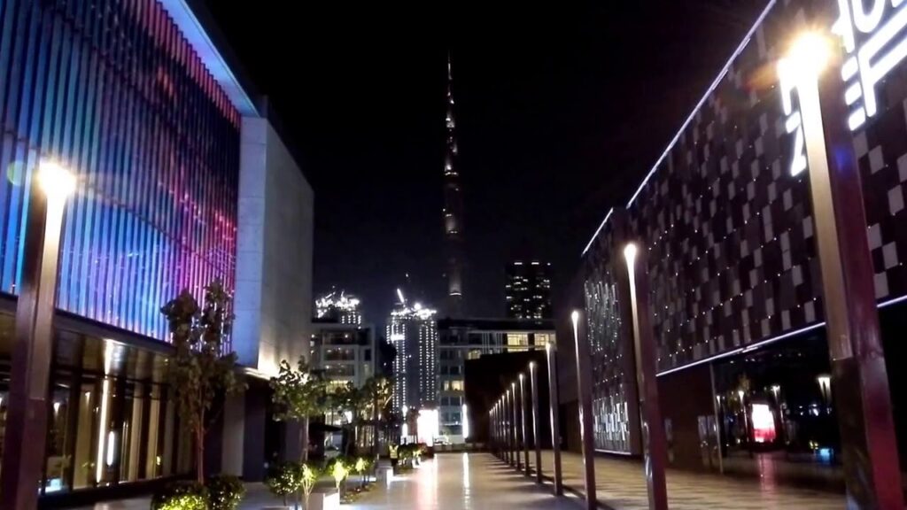 This is night scene of city walk dubai, amazing view 