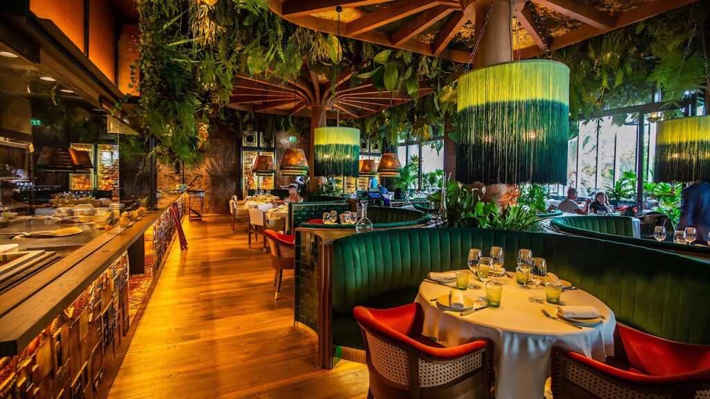 This is inside view of Amazonico Dubai, it is like forest restaurant